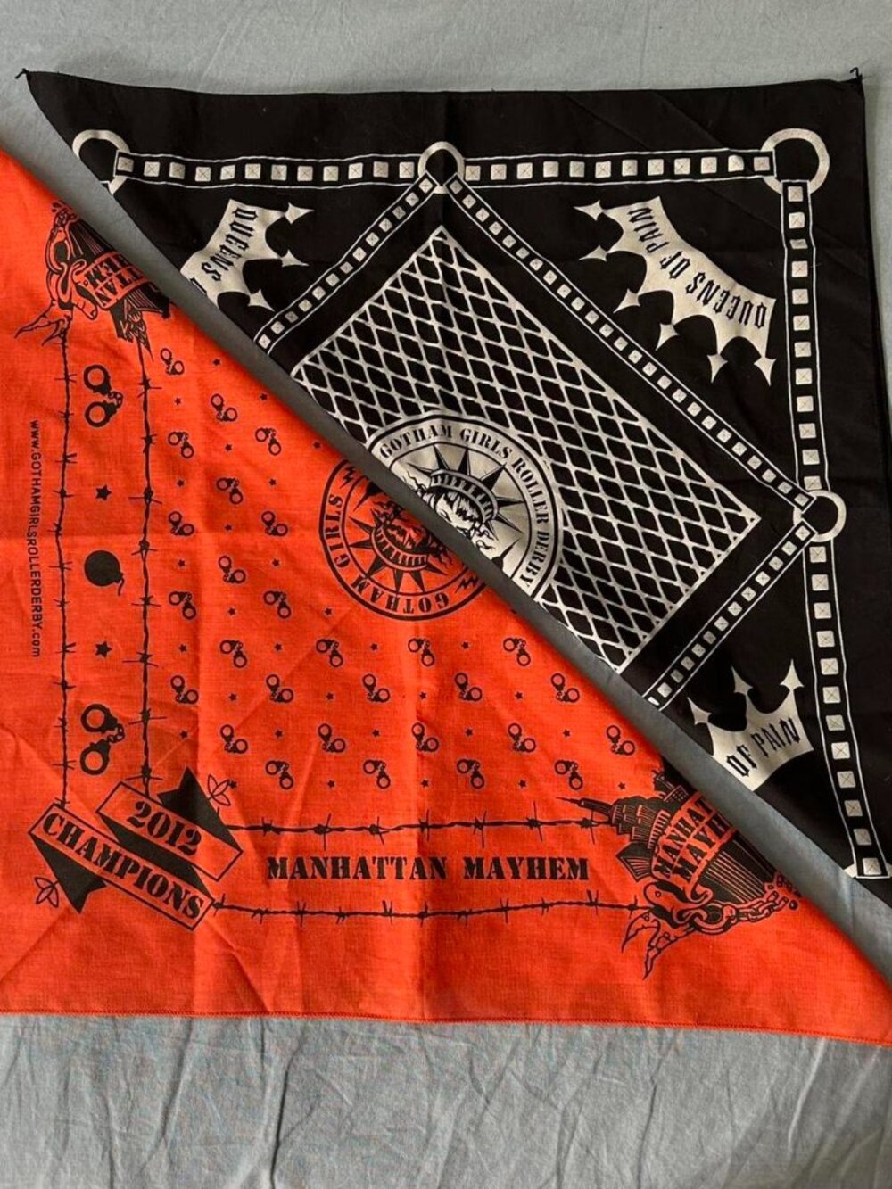 Set of 2 Gotham Girls Roller Derby Bandannas